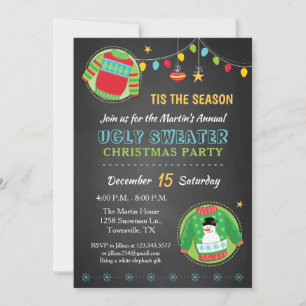 Ugly Christmas Sweater Holiday Party Invitation