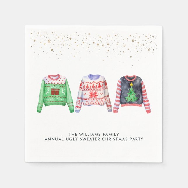 Ugly Christmas Sweater | Holiday Party Napkin (Front)