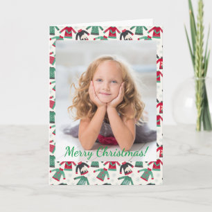 Ugly Christmas Sweater Holiday Pattern Green Photo Note Card