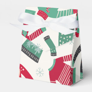 Ugly Christmas Sweater Holiday Pattern Green Red Favor Box