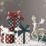 Ugly Christmas Sweater | Holly and Berries Pattern Wrapping Paper Sheet<br><div class="desc">Cute ugly Christmas sweater and holly and berries pattern on three different coloured backgrounds -- dark red,  dark teal green,  and white.</div>