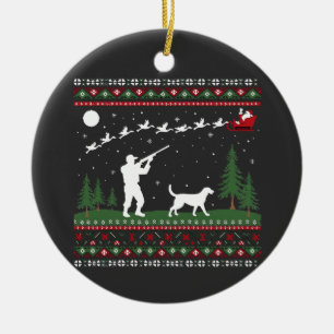 Ugly Christmas Sweater Hunting Season Santa  Ceramic Ornament
