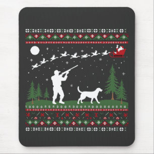 Ugly Christmas Sweater Hunting Season Santa  Mouse Pad