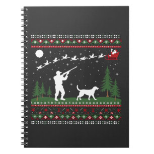 Ugly Christmas Sweater Hunting Season Santa  Notebook