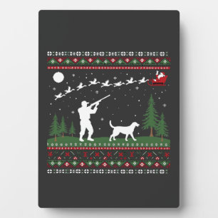 Ugly Christmas Sweater Hunting Season Santa Plaque