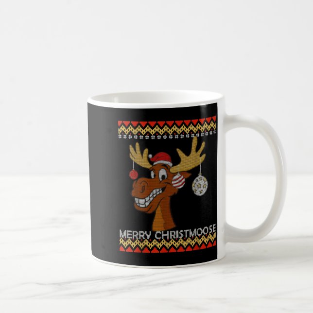 Ugly Christmas Sweater I Merry Christmoose Funny M Coffee Mug (Right)