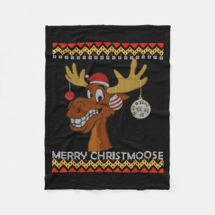 Ugly Christmas Sweater I Merry Christmoose Funny M Fleece Blanket