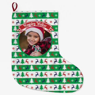 Ugly Christmas Sweater Jumper Family Photo  Large Christmas Stocking
