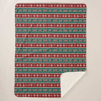 Ugly Christmas Sweater Knit Traditional Pattern 10 Sherpa Blanket