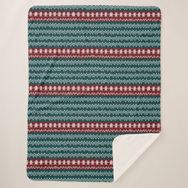 Ugly Christmas Sweater Knit Traditional Pattern Sherpa Blanket (Front)