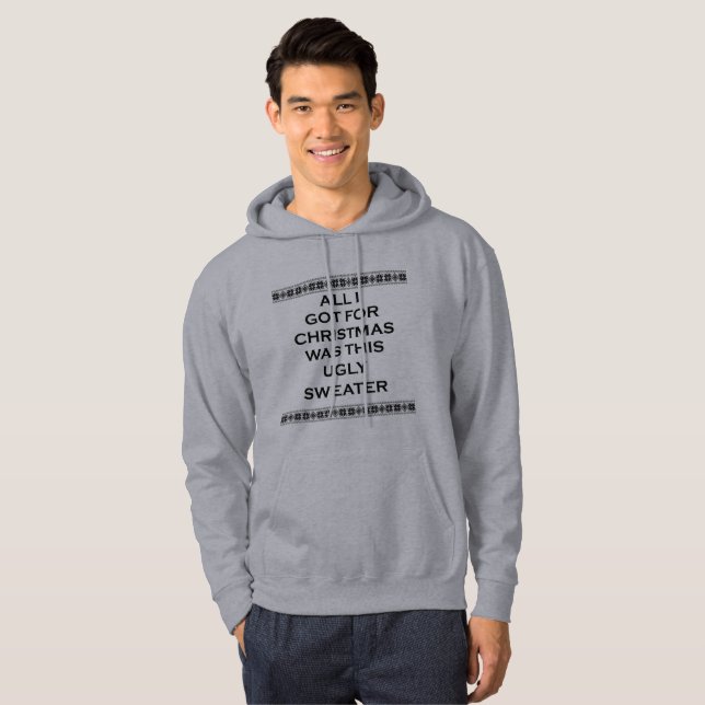 ugly christmas sweater mens hooded sweatshirt (Front Full)