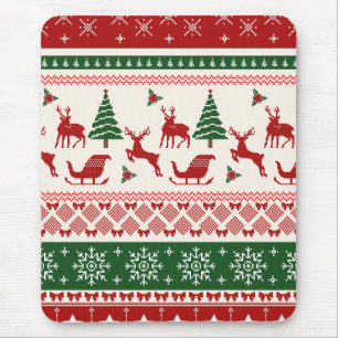 Ugly Christmas Sweater Nordic Reindeer Pattern Mouse Pad
