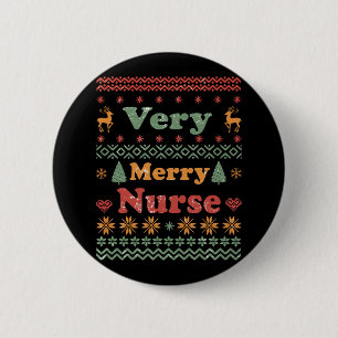 ugly christmas sweater nurse vintage 2 inch round button