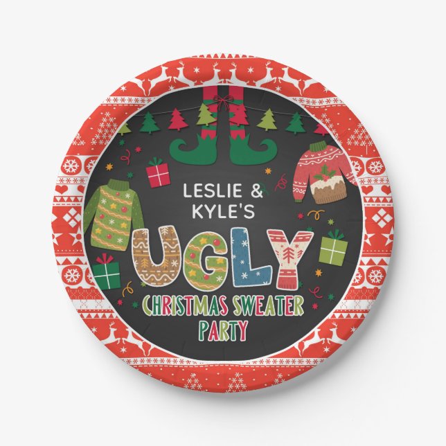 Ugly Christmas Sweater Paper Plate (Front)