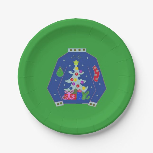 Ugly Christmas Sweater Paper Plate (Front)