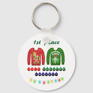 Ugly Christmas Sweater Party 1st Place Winner Keychain