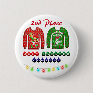 Ugly Christmas Sweater Party 2nd Place Winner 2 Inch Round Button