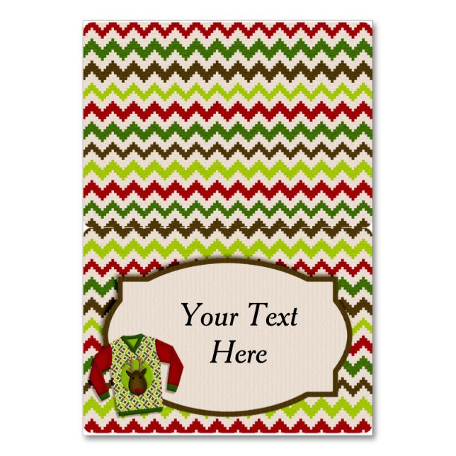 Ugly Christmas Sweater Party Food Tent Card (Front)