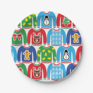 Ugly Christmas Sweater Party Holiday Xmas Party Paper Plate