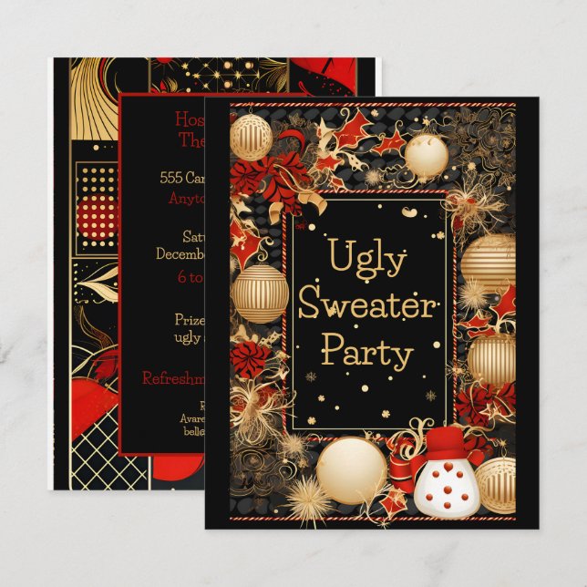 Ugly Christmas Sweater  Party  Invitation (Front/Back)
