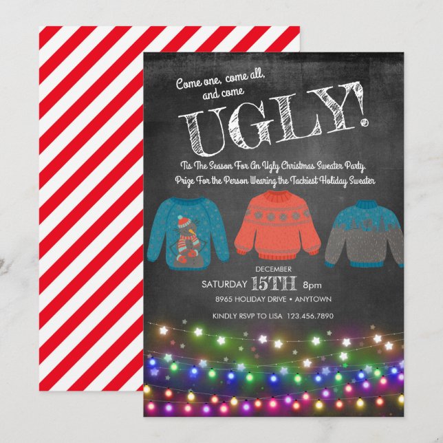 Ugly Christmas Sweater Party Invitation (Front/Back)