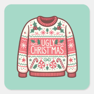 Ugly Christmas Sweater Party Square Sticker