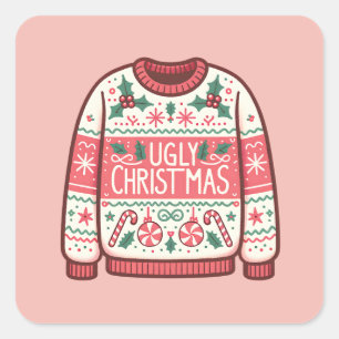 Ugly Christmas Sweater Party Square Sticker