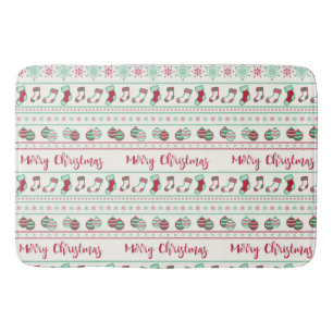 Ugly Christmas Sweater Pattern Holiday Bath Mat