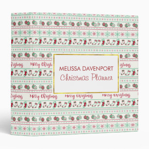 Ugly Christmas Sweater Pattern Holiday Binder