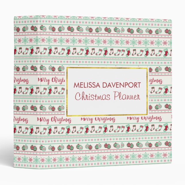 Ugly Christmas Sweater Pattern Holiday Binder (Front/Spine)