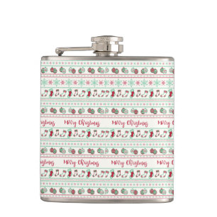 Ugly Christmas Sweater Pattern Holiday Hip Flask