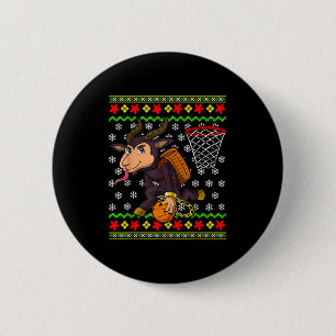 Ugly Christmas Sweater Pattern Kids Krampus Basket 2 Inch Round Button