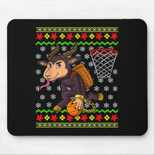 Ugly Christmas Sweater Pattern Kids Krampus Basket Mouse Pad