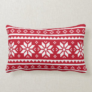 Ugly Christmas sweater pattern lumbar throw pillow