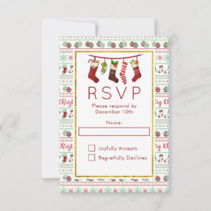 Ugly Christmas Sweater Pattern Party RSVP Card