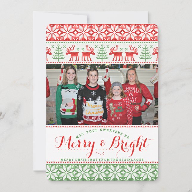 Ugly Christmas Sweater Photo Holiday Card (Front)