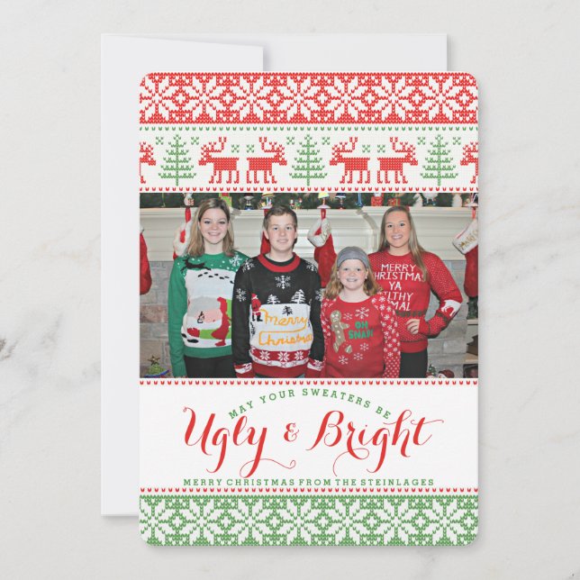 Ugly Christmas Sweater Photo Holiday Card (Front)