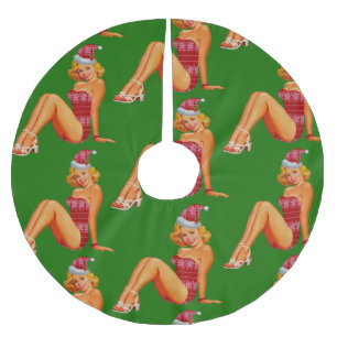 ugly christmas sweater pin up brushed polyester tree skirt