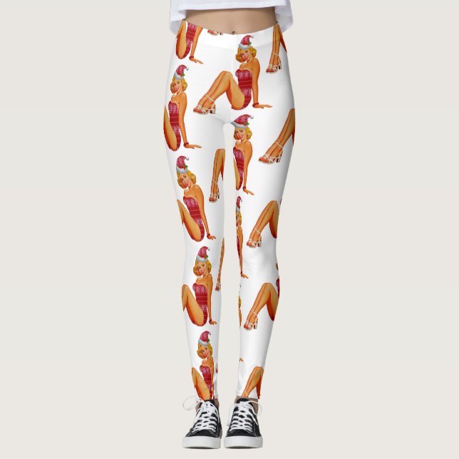 ugly christmas sweater pin up leggings (Front)