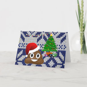 ugly Christmas sweater poop emoji Holiday Card
