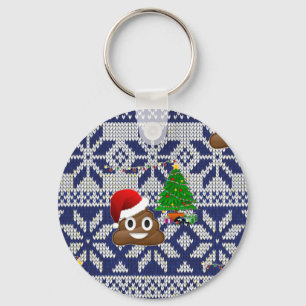 ugly Christmas sweater poop emoji Keychain