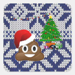 ugly Christmas sweater poop emoji Square Sticker