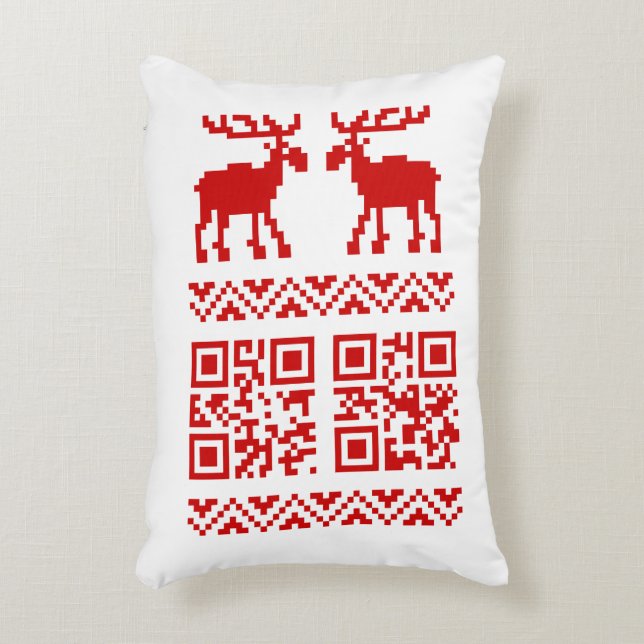 Ugly Christmas Sweater QR Code Happy New Year ! Accent Pillow (Front(Vertical))