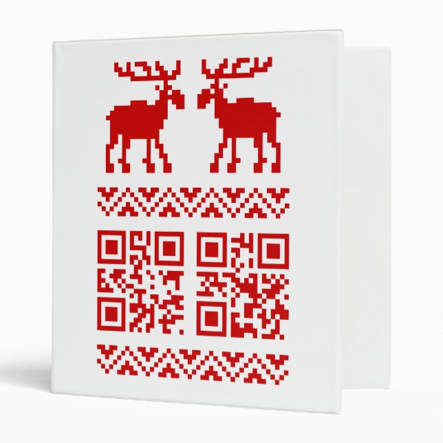 Ugly Christmas Sweater QR Code Happy New Year ! Binder (Front/Inside)