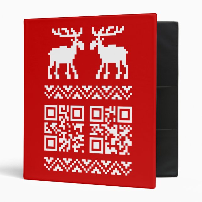 Ugly Christmas Sweater QR Code Happy New Year ! Binder (Front/Inside)