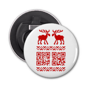 Ugly Christmas Sweater QR Code Happy New Year ! Bottle Opener