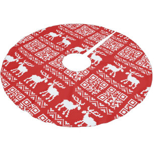 Ugly Christmas Sweater QR Code Happy New Year ! Brushed Polyester Tree Skirt
