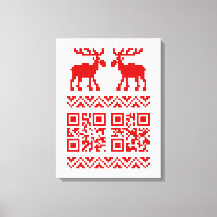 Ugly Christmas Sweater QR Code Happy New Year ! Canvas Print