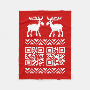 Ugly Christmas Sweater QR Code Happy New Year ! Fleece Blanket
