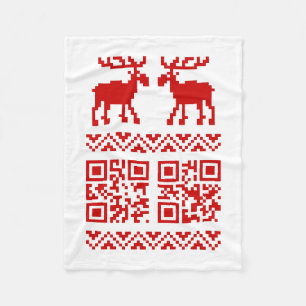 Ugly Christmas Sweater QR Code Happy New Year ! Fleece Blanket